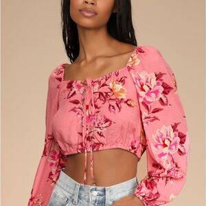 Lulu's Pink Floral Blouse
